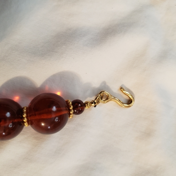 Faux Amber Ball Necklace 18" - Picture 6 of 6